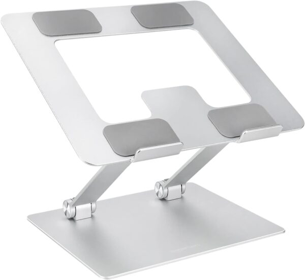 Amazon Basics Sturdy and Portable Ergonomic Laptop Stand for Desk, Adjustable Riser, Fits all Laptops